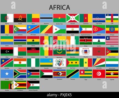 all flags of Africa Vector Illustration. flag set Stock Vector