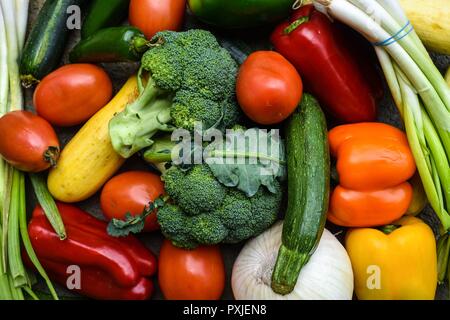 Garden Fresh Vegetables From The Market Closeup Stock Photo