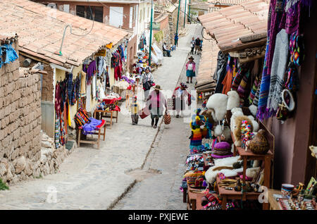 Chinchero, Peru - Sep 15, 2016: Street of Chinchero, a small town of Urubamba Province in Peru. Stock Photo