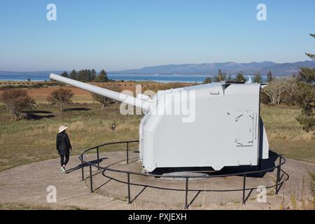 An artillery gun at Fort Stevens in Hammond, Oregon, USA. Stock Photo