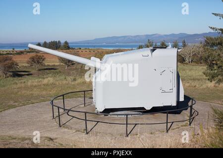 An artillery gun at Fort Stevens in Hammond, Oregon, USA. Stock Photo