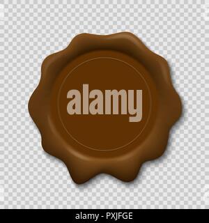 Wax seal on transparent background. Realistic old stamp Stock Vector