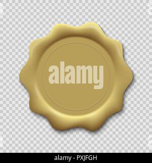 Wax seal on transparent background. Realistic old stamp Stock Vector