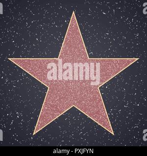 Walk Of Fame. star blank template on granite square background, sign of personal achievements Stock Vector