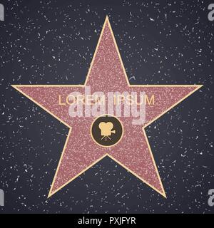 Walk Of Fame. star blank template on granite square background, sign of personal achievements Stock Vector