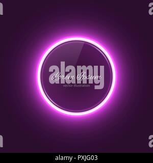 neeon circle banner with glow light effect Stock Vector