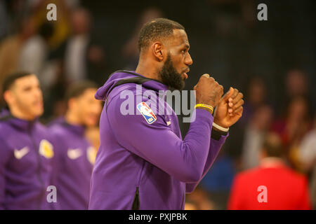 Los Angeles, CA, USA. 22nd Oct, 2018. Los Angeles Lakers forward LeBron James #23 during the of the San Antonio Spurs vs Los Angeles Lakers at Staples Center on October 22, 2018. (Photo by Jevone Moore) Credit: csm/Alamy Live News Stock Photo