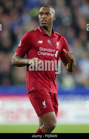 DANIEL STURRIDGE LIVERPOOL FC HUDDERSFIELD TOWN FC V LIVERPOOL FC, PREMIER LEAGUE JOHN SMITH'S STADIUM, HUDDERSFIELD, ENGLAND 20 October 2018 GBD12829 STRICTLY EDITORIAL USE ONLY. If The Player/Players Depicted In This Image Is/Are Playing For An English Club Or The England National Team. Then This Image May Only Be Used For Editorial Purposes. No Commercial Use. The Following Usages Are Also Restricted EVEN IF IN AN EDITORIAL CONTEXT: Use in conjuction with, or part of, any unauthorized audio, video, data, fixture lists, club/league logos, Betting, Games or any 'live' serv Stock Photo
