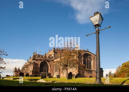 St Oswald's Parish church in the  South Cheshire Market town of Malpas Stock Photo