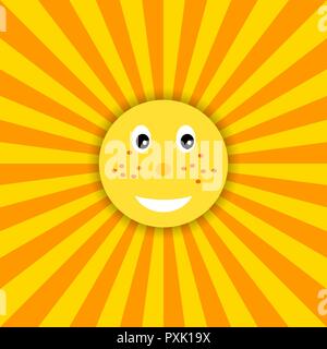 Funny sun icon illustration for kids. Vector Stock Vector