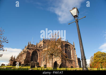 St Oswald's Parish church in the  South Cheshire Market town of Malpas Stock Photo