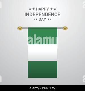 Nigeria Independence day hanging flag background Stock Vector