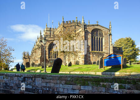 St Oswald's Parish church in the  South Cheshire Market town of Malpas Stock Photo