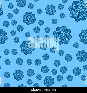 Winter blue background with snowflakes seamless vector for wrapping paper Stock Vector