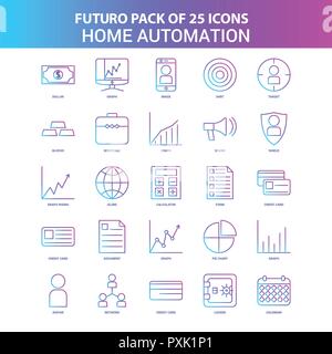 25 Blue and Pink Futuro Home Automation Icon Pack Stock Vector