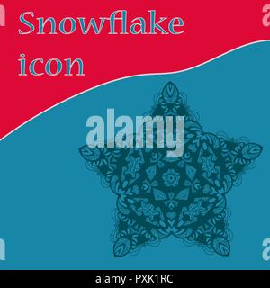 Vinatge star-shape snowflake icon, vector design for winter holidays invitation cover Stock Vector