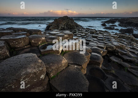 Landscape around Giant's Causeway, A UNESCO world heritage site.It is located in County Antrim on the north coast of Northern Ireland, United Kingdom. Stock Photo