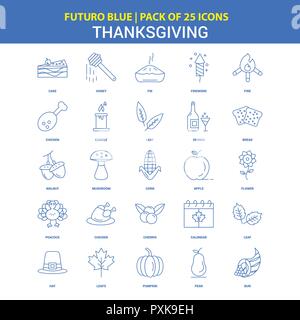 Thanksgiving  Icons - Futuro Blue 25 Icon pack Stock Vector