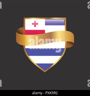 Ajaria flag Golden badge design vector Stock Vector