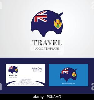 Travel Turks and Caicos Islands Flag Logo and Visiting Card Design Stock Vector