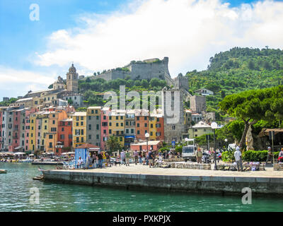 Porto Venere, La Spezia, Italy - June 3, 2010: traditional boats in harbor at Porto Venere, Cinque Terre National Park, Unesco Heritage. Stock Photo