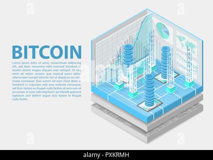 Bitcoin isometric vector illustration. Abstract 3D infographic for ...