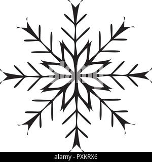 Snowflake icon, vector simple flat single color isolated on white. Christmas winter holiday theme decorative design element. Stock Vector