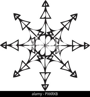 Snowflake icon, vector simple flat single color isolated on white. Christmas winter holiday theme decorative design element. Stock Vector