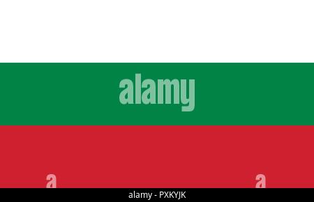 Vector image for Bulgaria flag. Based on the official and exact Bulgarian flag dimensions (5:3) & colors (White, 186C and 348C) Stock Vector