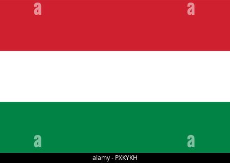Vector image for Hungary flag. Based on the official and exact Hungarian flag dimensions (3:2) & colors (186C, White and 348C) Stock Vector