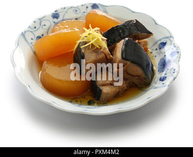 Buri Daikon, Simmered yellowtail fish with japanese radish, popular Japanese dish in the winter. Stock Photo