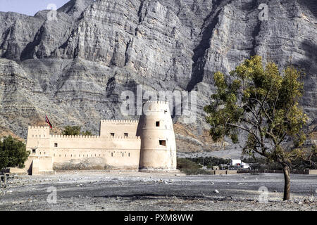 Oman Fort Nahe Kashab Musandam Al-Kashab Haja Gebirge Berge Reisen Tourismus Geographie Asien Naher Osten Stock Photo