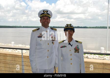 Capt. Roxanne Tamez relieved Capt. Timothy J. Wendt as commander of Coast Guard Sector Lower Mississippi River in an official change-of- command ceremony, June 14, 2017. Wendt assumed command of Sector Lower Mississippi River in June 2014, and will become the chief, response division, at the Coast Guard’s 9th District in Cleveland, Ohio.  (photo by U.S. Coast Guard) Stock Photo