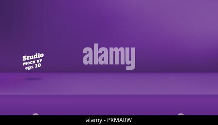 Vector,Empty vivid purple color studio table room background ,product display with copy space for display of content design.Banner for advertise produ Stock Vector