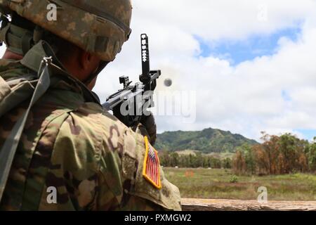 Soldiers from Korea, Alaska, Japan and Hawaii compete in the United States Army Pacific Command's 2017 Best Noncommissioned Officer and Soldier Competition in Schofield Barracks, HI, June 11-15. The competitors completed events that tested their mental and physical fitness. Stock Photo