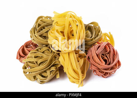 Italian tagliatelle group isolated on white background Stock Photo