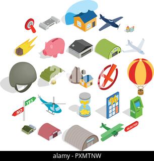 Military training icons set, isometric style Stock Vector
