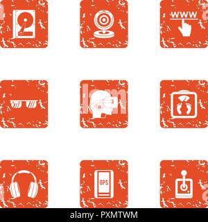 Virtu icons set, grunge style Stock Vector