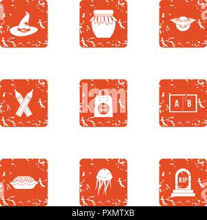 Deadly mistake icons set, grunge style Stock Vector