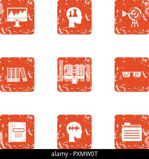 Multiway icons set, grunge style Stock Vector