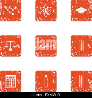 Working chemist icons set, grunge style Stock Vector