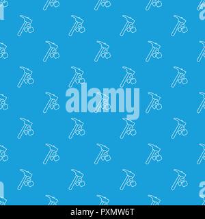 Minning hand hammer pattern vector seamless blue Stock Vector