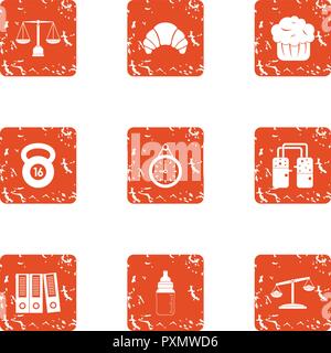 Equality icons set, grunge style Stock Vector