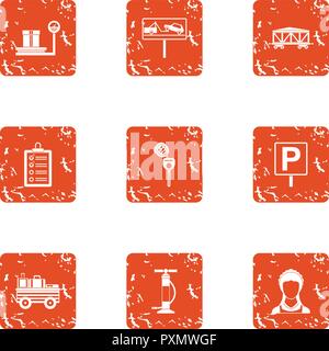 Big cargo icons set, grunge style Stock Vector