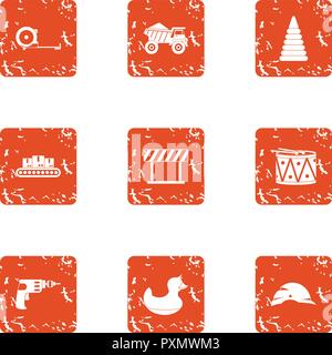 Closed repair icons set, grunge style Stock Vector