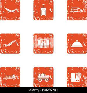 Shipment icons set, grunge style Stock Vector