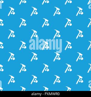 Minning hand hammer pattern vector seamless blue Stock Vector