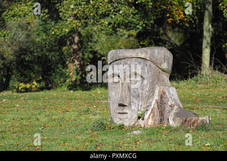 Wood carving in Inch Field beside Cahir Castle, County Tipperary, Ireland Stock Photo