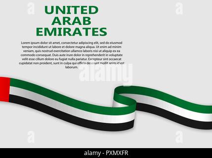 Waving Flag of United Arab Emirates, vector illustration Stock Vector
