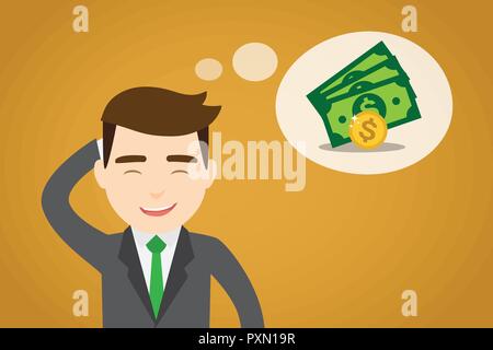 A businessman thinking in money Stock Vector